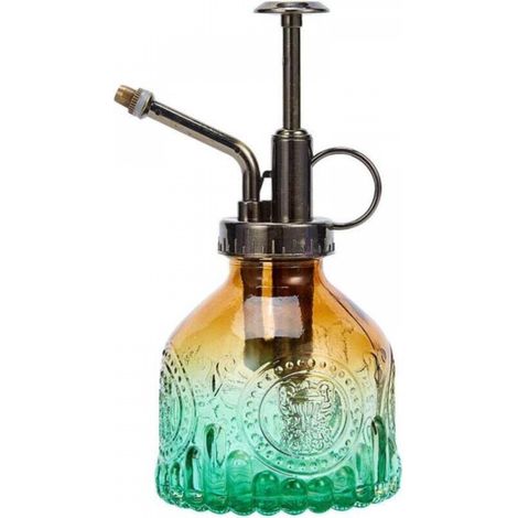 Vaporisateur vintage en verre avec pompe supérieure, petit arrosoir pour plantes d'intérieur et d'extérieur,Vert-brun (1/5)
