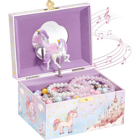 Boîte a Bijoux Musicale pour Fille, Rangement Enfant - Licorne (1/5)