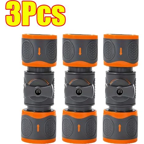 (Lot de 3) Raccord rapide pour tuyau d'arrosage 16 mm, vanne d'arrêt, embout de raccordement rapide pour tuyau d'irrigation, arrêt d'eau (1/5)