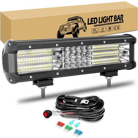 RIGIDON 30 cm (12 Zoll) 330-W-LED-Lichtleiste mit 12-V-Kabelbaum, LED-Arbeitsscheinwerfer für Geländewagen, Pkw, Lkw und Traktoren, 6000-K-Nebelscheinwerfer (1/5)