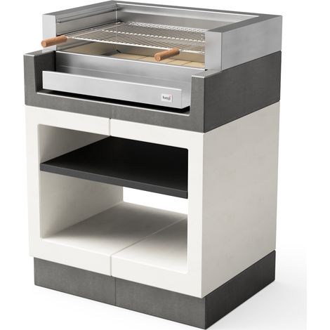 TUOZI - Barbecue fixe inox pour bois et charbon modèle KITAWAY GRILL (Gris/Blanc - 84 x 63 x 115 cm) REF: T00977 - Cuisson optimale, idéal terrasse (1/3)