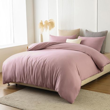 Ensemble de literie 180x200 cm Rose Microfibre Facile d'entretien avec 2 taies d'oreiller 80x80 cm
