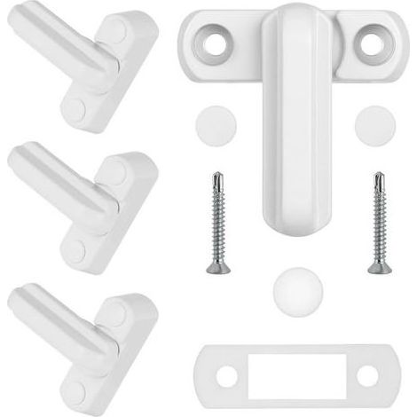 Poignée de Fenêtre, 4PCS Poignée Fenetre en Aluminium, Poignee Porte Bloque Fenetre pour Sécurité Enfant, Installation Facile pour Maison Portes Placards Fenêtres (1/5)