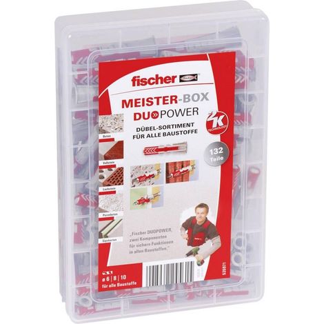 Fischer DUOPOWER Conjunto de 132 tacos resistentes para construcción