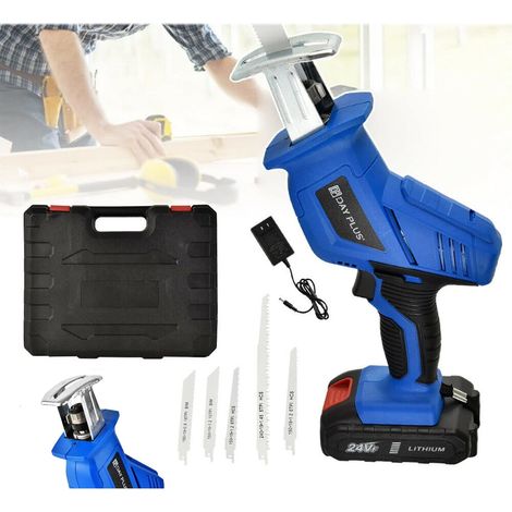 Professional Säbelsäge mit 5 Sägeblättern, Akku-Reciprosäge mit 21V 1× 1,5Ah Akku, Elektrische Säge für Holz & Metall & Aluminium, Max. 65mm Schnitttiefe, Variable Geschwindigkeit 3000RPM, LED Licht