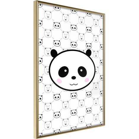 Affiche Murale Encadrée "Panda and Friends" 30 x 42 cm Or