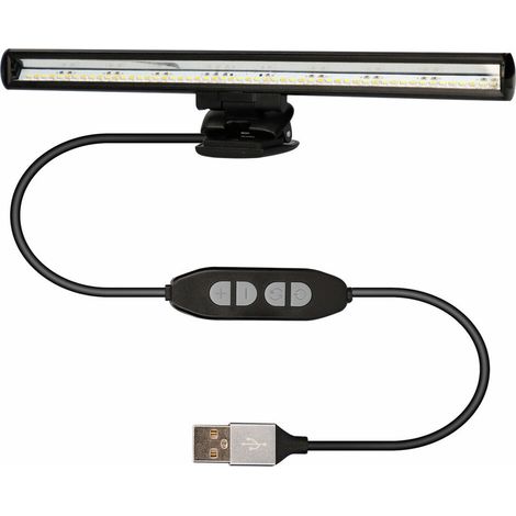 KsixKsix Lampada a bastone da lettura per schermi, USB, antiabbagliamento, luce calda, luce fredda