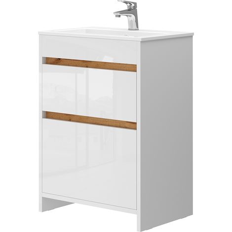 Badmöbel-Set Detmold, Weiß, 2 Teile, Unterschrank 60 cm, Vicco