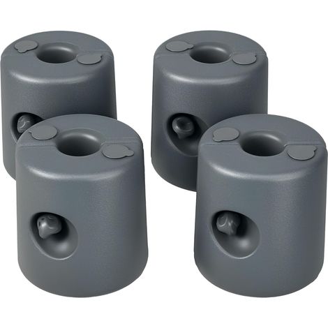 Lot de 4 Pieds de tonnelle Pop-up remplis d'eau ou de Sable Pieds de Sol pour pavillon en HDPE avec vis de sécurité, Gris (1/5)