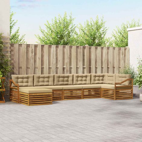 Sofagarnituren 7 pcs Natur und Beige Massivholz Akazie