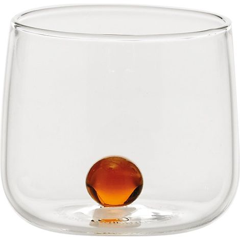 Bilia Set 6 Tumbler Junior in vetro borosilicato colore Giallo oro, bicchieri eleganti e resistenti per liquori e amari, design italiano raffinato