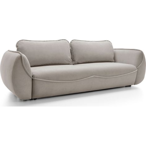 Selsey Cutie – Sofa 3-Sitzer mit Schlaffunktion & Stauraum, Easy-Clean Velours, beige (1/5)