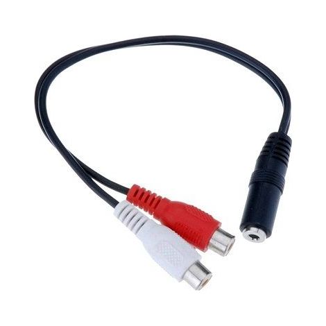 Cable audio estereo 2x RCA hembra - Jack 3.5mm hembra 0.25 M Negro