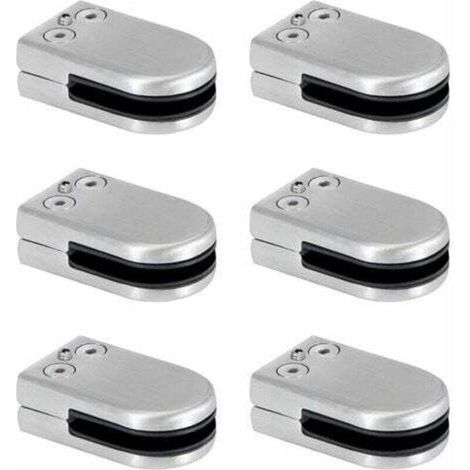 Glass Clamps, Stainless Steel Glass Clamps, 6-8mm Glass Clamping Brackets, Adjustable Glass Clip, Flat Back Connection for Balustrade, Staircase, Handrail, 6 Pieces (1/4)