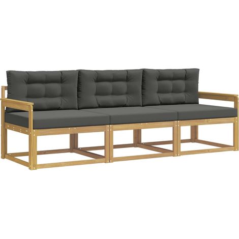 Set di divani da esterno 3 pz Salotto da Giardino Bianco e Antracite Poliestere (1/5)
