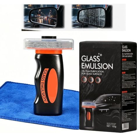 Nmes Nettoyant Pare Brise 100g avec Serviette, Anti Pluie Pare Brise, Nettoyant Vitre Voiture pour Retirer Film d’Huile et Saleté, Vision Claire et Sans Traces (1/5)