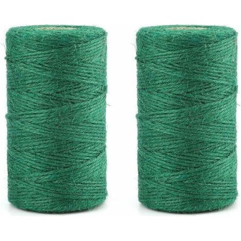 Lot de 2 ficelles de jardin de 100 m de ficelle de jute verte pour jardinage, fleuriste et regroupement (1/4)