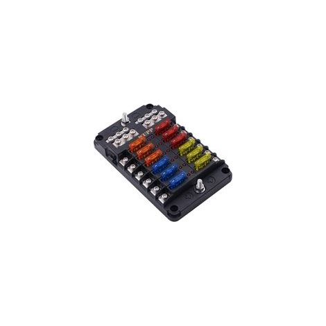 Bloc de fusibles pour bateau, panneau de fusibles marins avec indicateur d'avertissement LED, couvercle résistant à l'humidité – 12 circuits avec support de boîte à fusibles de bus négatif pour voitur