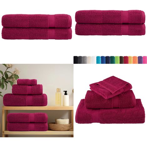 Premium-Handtücher SOLUND 2 Stk. Bordeaux 100x200 cm 600 g/m² - Baumwolle - Handtücher - Badetücher - Strandtücher - Bordeaux Rot - Home & Living (1/5)