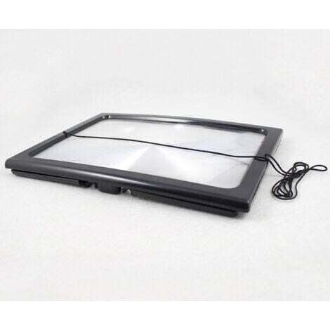 NALOOKAMIC  A4 Pleine Page Loupe de Lecture Loupe avec 4 LED Lampe Lentille de Grossissement 3X