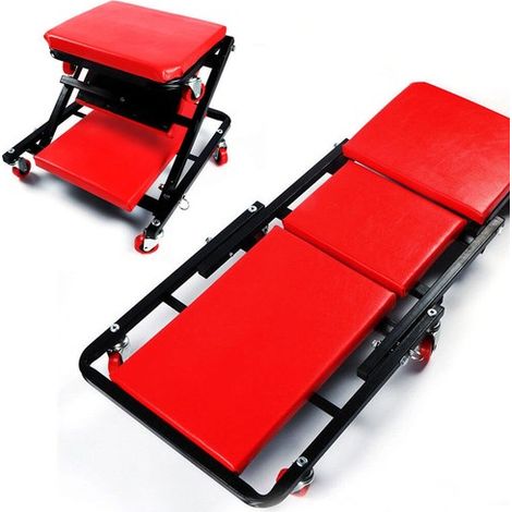 Folding Mechanics Deluxe Car Creeper Rolling Garage Seat Wheeled with Head Rest (1/5)