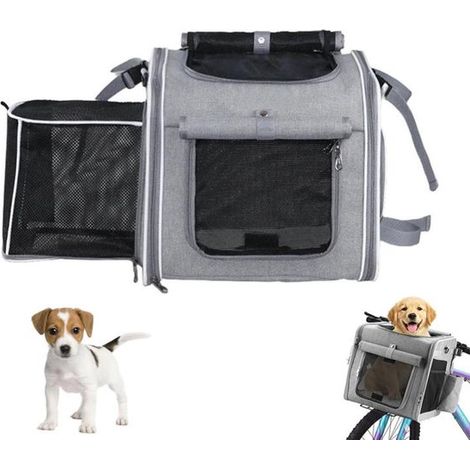 Panier de vélo pour animaux - Gris - Transporteur pour animaux - Panier de vélo pliable pour chien (1/5)