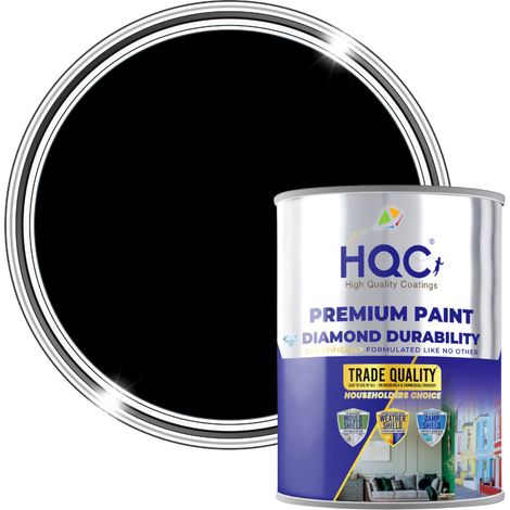 HQC Smooth Masonry Paint -  Weatherproof & Long-lasting Protection For All Exterior Walls - Black - 5L