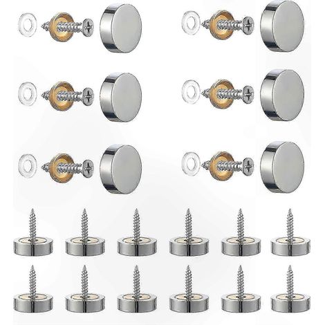 Vis à tête cylindrique argentée de 14 mm, adaptées aux miroirs, tables, armoires, panneaux de verre - 20 fixations en acier inoxydable (1/5)