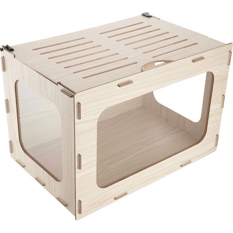 Mophorn Cage en bois pour hamster 60,5x40,5x40,5 cm, 0,24 m², habitat pour rongeurs avec vue panoramique à 270°, équipée d'un toit ouvrant et de panneaux en acrylique transparent aux morsures. (1/5)