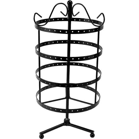 Présentoir à bijoux rotatif rond à 144 trous, en métal noir, pour boucles d'oreilles. Support de rangement et organisateur. (1/5)