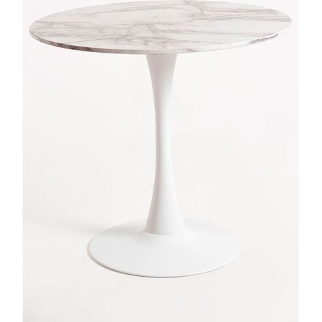 Estilo Nórdico - Mesa Kolio 80 cm Mármol - Blanco