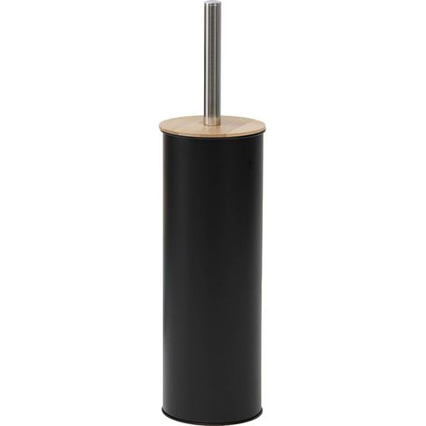 Toilettenbürste aus metall mit bambusüberzug - schwarz - Tendance