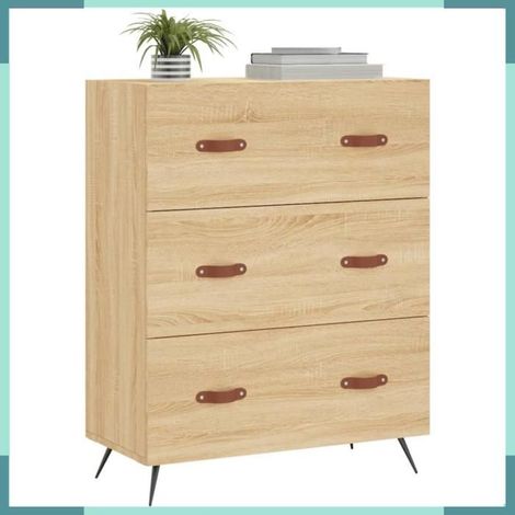 827823 Commode chêne sonoma 69,5 x 34 x 90 cm bois d'ingénierie (1/5)