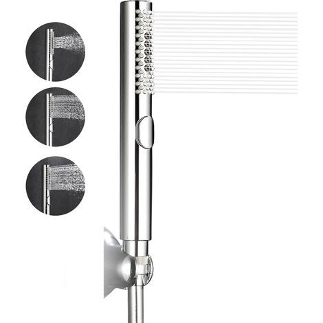 CCYKXA Pommeau de Douche, Douchettes Salle de Bain, 3 Fonctions Pommeau de Douche Haute Pression, Chromée Corps ABS (Argent)