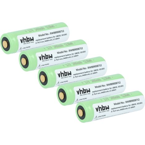 vhbw 5x Akku Ersatz für Ledlenser 501001 für Taschenlampe Kopflampe (3400 mAh, 3,7 V, Li-Ion) (1/5)