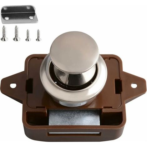 Push Button Latch Locks for Motorhome Furniture Lock Push Buttons Door Lock Furniture Closet for Cupboard, Camper Van, Yacht, Boat, Drawer (1/5)