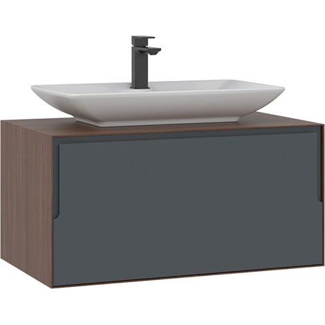 Waschtischunterschrank "Craft 80" – 80 x 50 x 40 cm – Walnuss / Anthrazit (1/4)