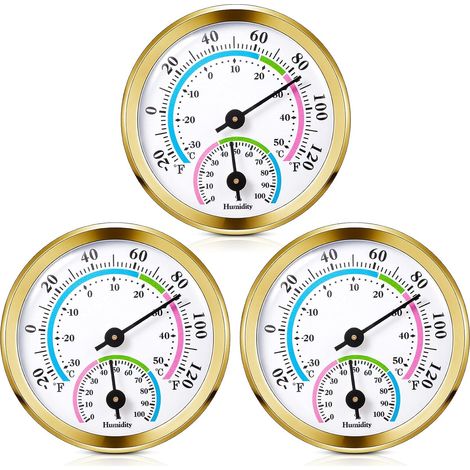 Mini thermomètre et hygromètre d'intérieur 2 en 1, moniteur de température et d'humidité pour la maison et le bureau (or - 3 pièces) (1/4)