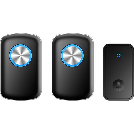 Kabellose Türklingel, wasserdicht bis 150 m, elektronisch, mit 2 Steckdosenempfängern, 60 Melodien (5 Lautstärkestufen), blinkendes LED-Licht (1/5)