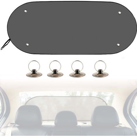 Pare Soleil Voiture Arrière 100 X 50 cm, Protection Solaire pour Pare-Brise Arrière avec 4 Ventouses, Protection UV, pour Vitre Arrière Compatible avec Berlines, SUV et Fourgonnettes (1/5)
