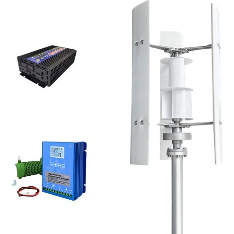 Generador eólico de alta eficiencia y diseño duradero, con controlador MPPT híbrido, para sistemas aislados de la red, 3000 W, 24 V. (1/2)