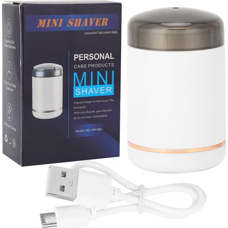 Rasoir électrique homme rechargeable USB, moteur puissant, tondeuse barbe portable de voyage (Blanc) (1/5)