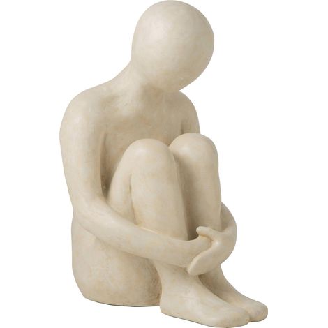 Figurine homme assis abstrait blanc cassé - blanc cassé (1/3)
