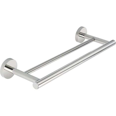Porte-serviettes double mural, en acier inoxydable chromé poli SUS304, longueur