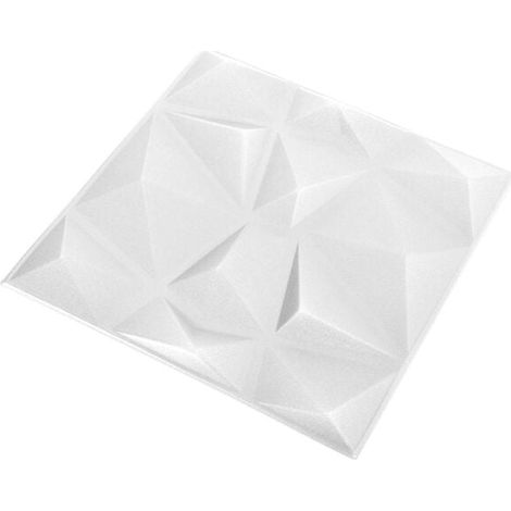 Lot de 12 panneaux muraux blancs à motif losange, 50 x 50 cm, mousse XPS. (1/5)