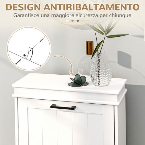 Scarpiera moderne blanc 54x24x82.5cm, 2 tiroirs basculants pour 10 paires, étagère ajustable, meuble à chaussures avec rangement (1/5)