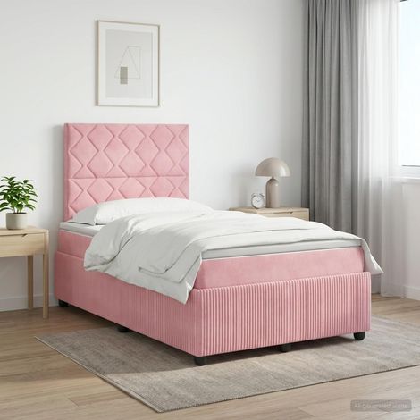 vidaXL Lit boxspring avec matelas Rose 120 x 190 cm Velours (1/5)