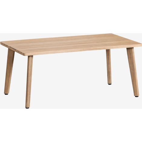 Sklum – Table basse fixe rectangulaire 90x50 cm en bois d'acacia verni – Pieds réglables – Design épuré pour salon moderne