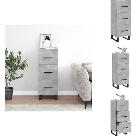 Buffet Gris béton 34,5x34x90 cm Bois d'ingénierie - Buffet Moderne - Meuble De Rangement - Buffet Gris - Mobilier Design - Commode Tiroir (1/5)
