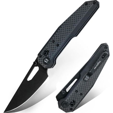 Klappmesser mit 9,14cm 14C28N Stahlklinge, G10 Carbonfaser Griff, Achsenverriegelung